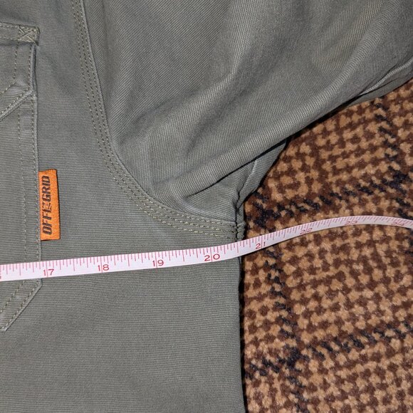 Off The Grid Torch Canvas Jacket Mens Medium Army Green Flannel Lined Snap Close - Picture 12 of 14